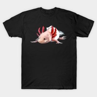 A sweet realistic axolotl motif T-Shirt